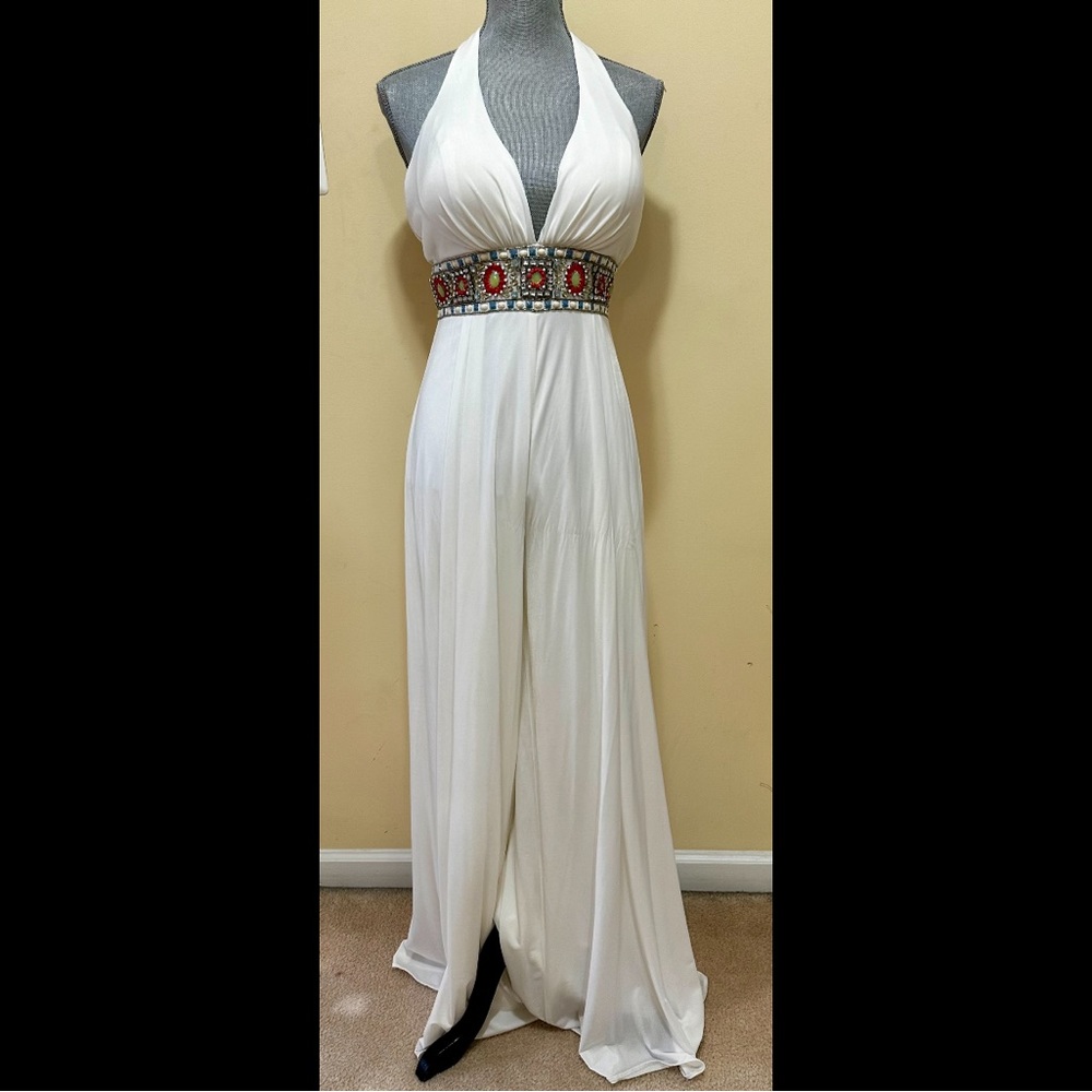 Mac Duggal White Jumpsuit